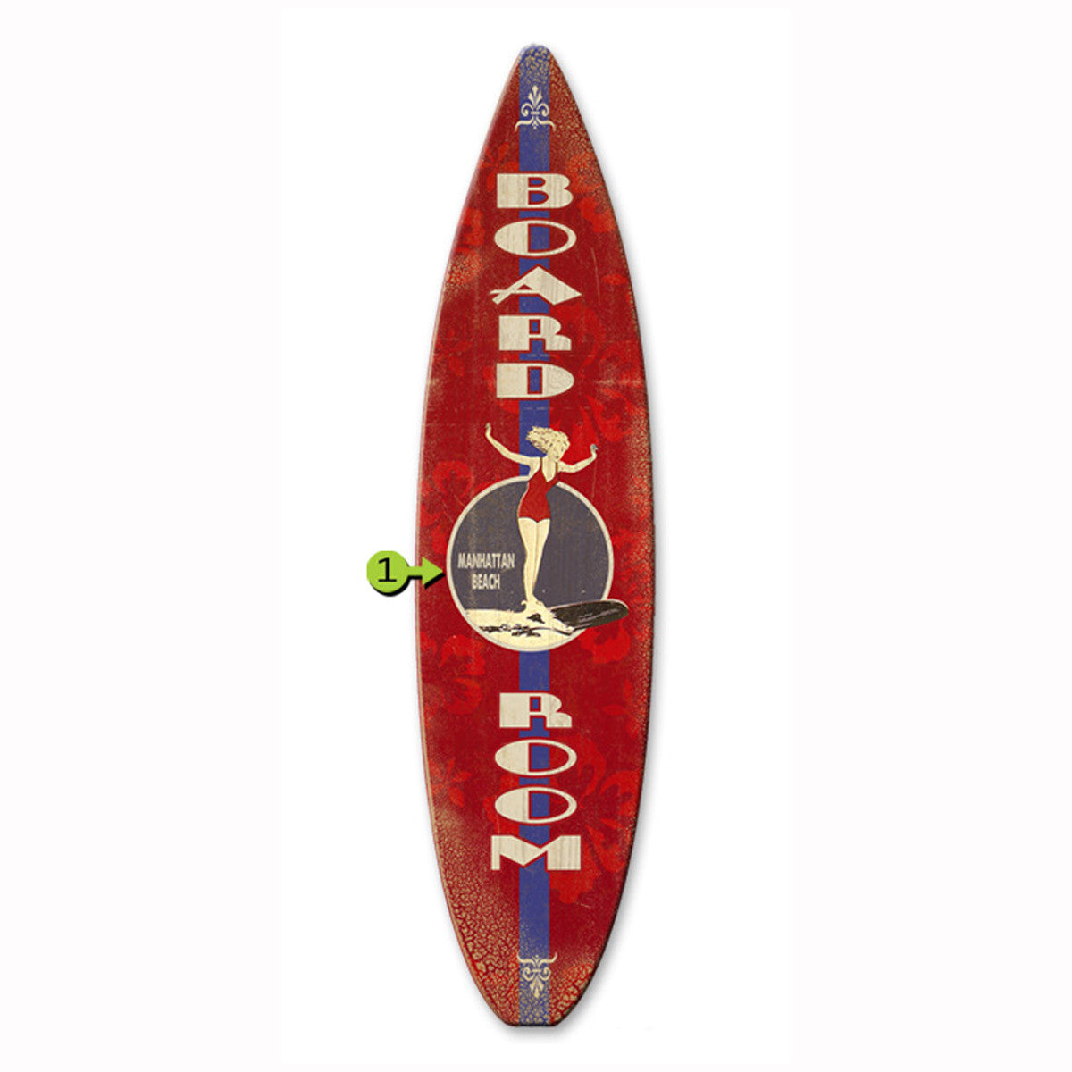 Board Room Surfboard Wood Personalized Sign - 12 x 44