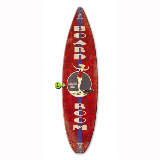 Board Room Surfboard Wood Personalized Sign - 12 x 44