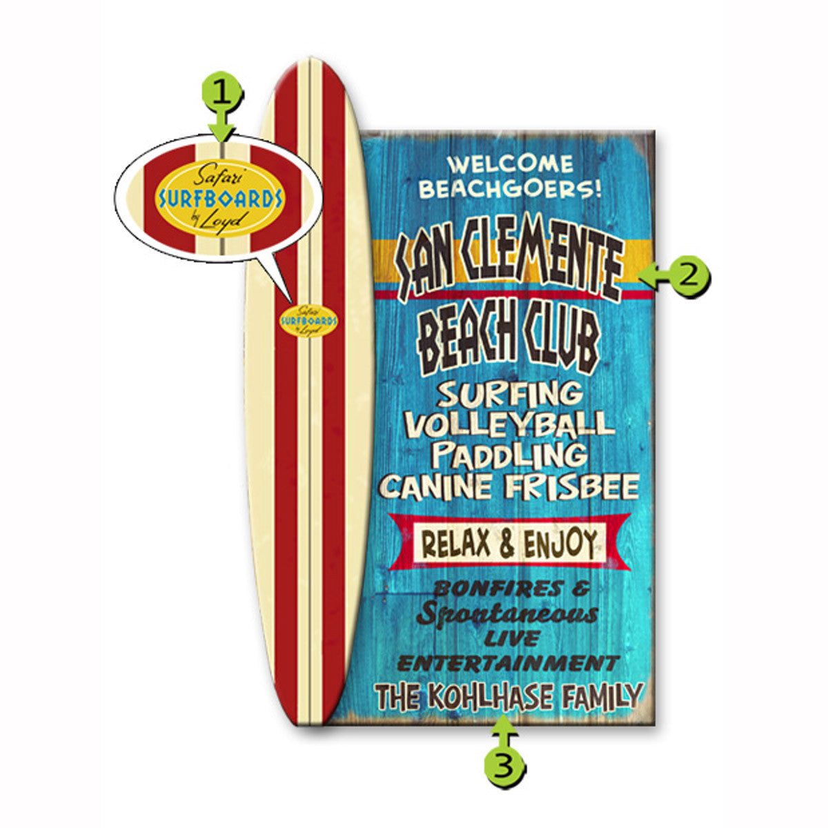 Welcome Beachgoers Wood Personalized Sign - 23 x 39