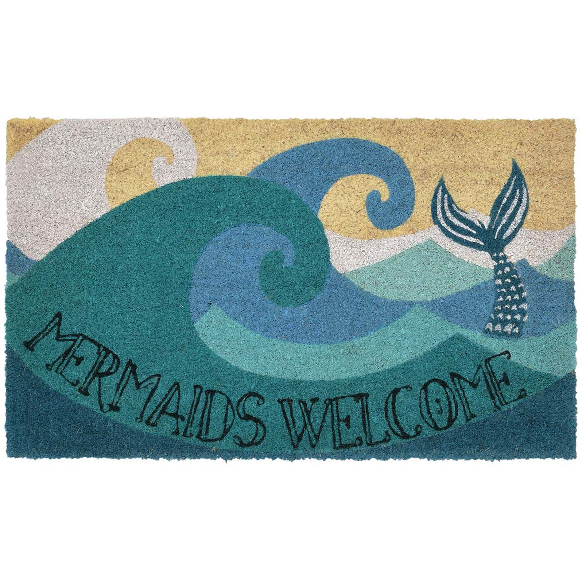 Mermaid Waves Coir Mat - 2 x 3 - OUT OF STOCK UNTIL 10/05/2026