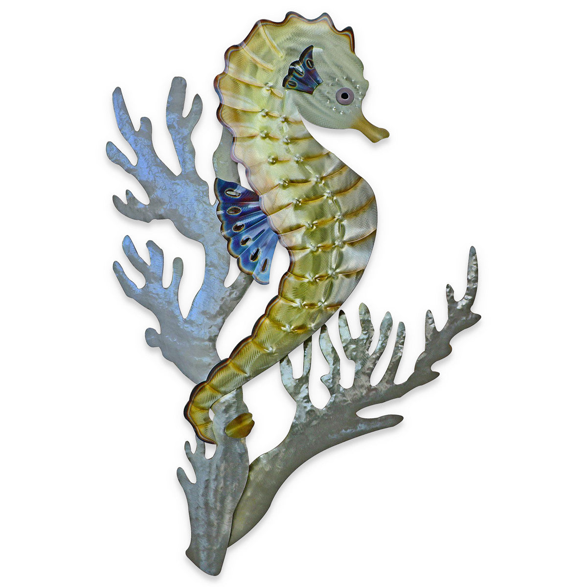 Seahorse with Coral Metal Wall Art