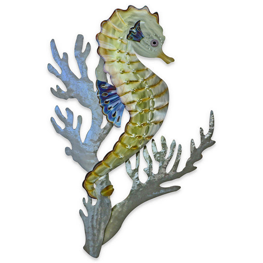 Seahorse with Coral Metal Wall Art