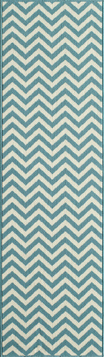 Baja Chevron Blue Rug - 2 x 8