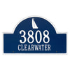Sailboat Arch House Number Plaque - Blue and White