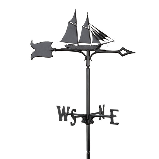 Smooth Black Schooner Weathervane - 30 Inch