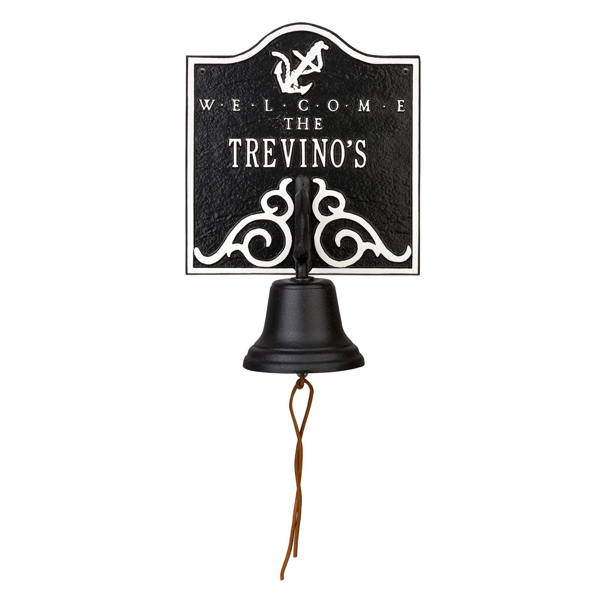 Anchor Personalized Bell Welcome Plaque - Black & White