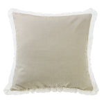 Tan Burlap Square Pillow with Lace