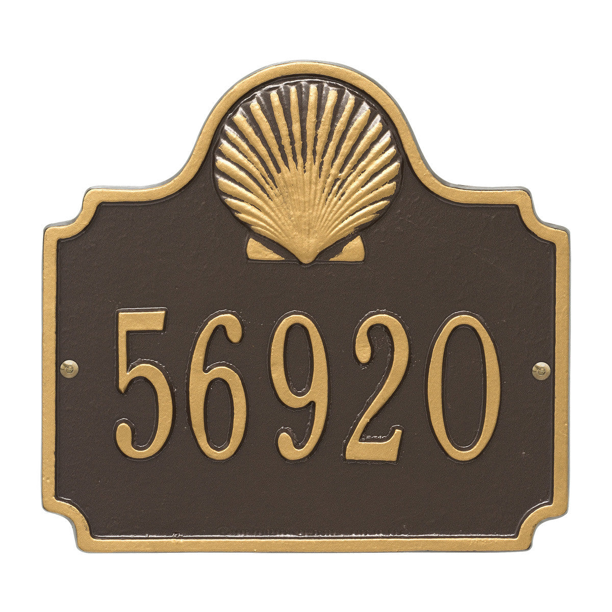 Shell House Number Plaque - Bronze & Gold