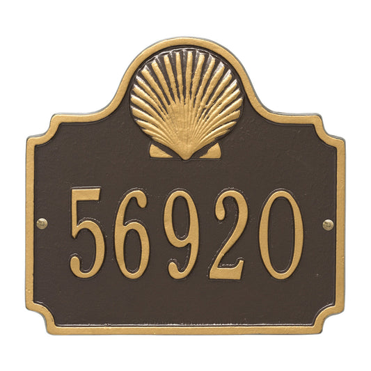 Shell House Number Plaque - Bronze & Gold