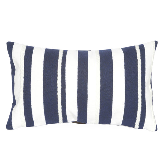 Navy and White Stripes Indoor/Outdoor Pillow - 12 x 20