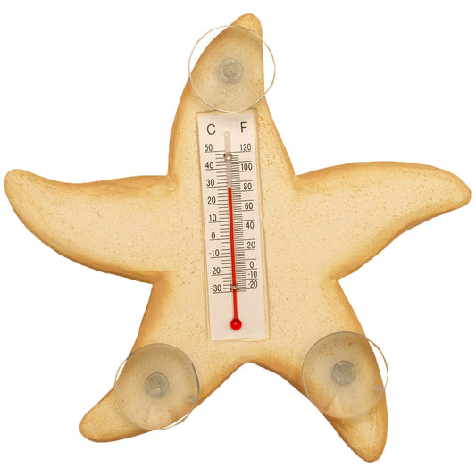 Cream Starfish Small Window Thermometer