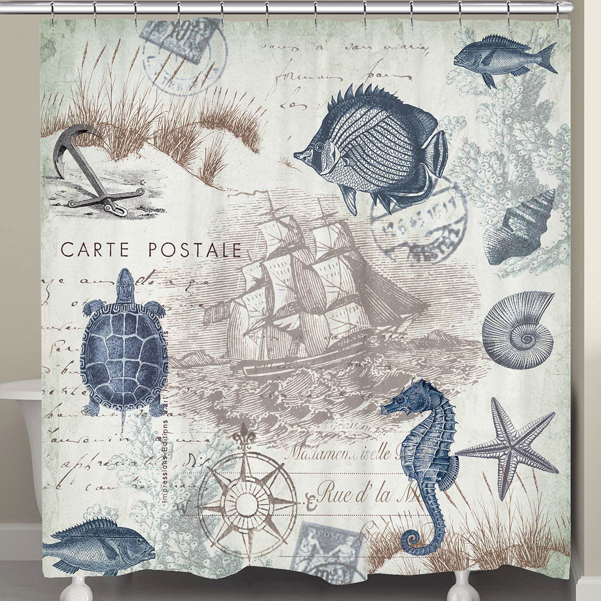 Carte Postale Shower Curtain