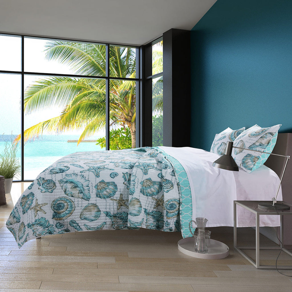 Seaside Memories 3 Piece Quilt Bed Set - Full/Queen