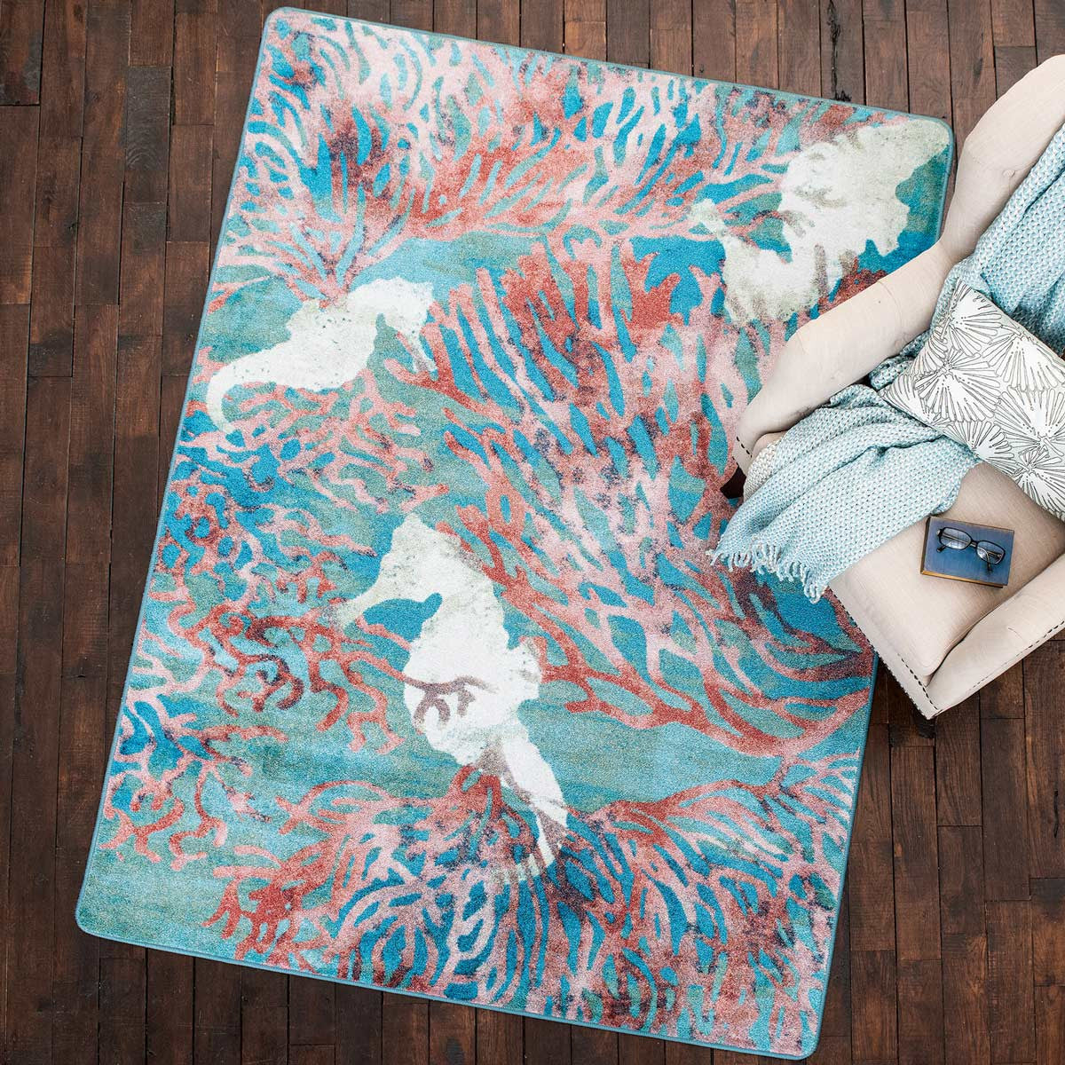 Coral Seahorse Rug - 4 x 5