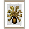 Vintage Yellow Octopus Underside Framed Print