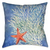 Watercolor Waves Starfish 20 x 20 Outdoor Pillow
