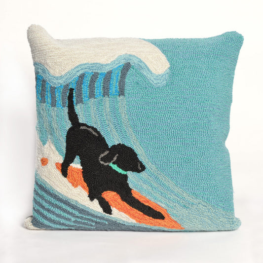 Surfing Dog Ocean Indoor/Outdoor Pillow