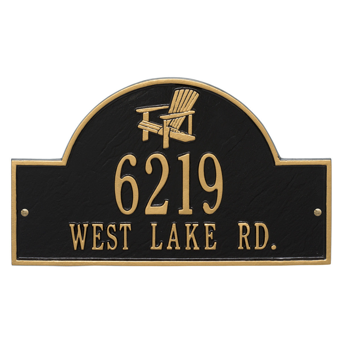 Black & Gold Personalized Adirondack Arch Plaque