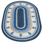 Blue Anchors Braided Rug - 3 x 5