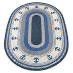 Blue Anchors Braided Rug - 4 x 6