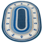 Blue Anchors Braided Rug - 5 x 8