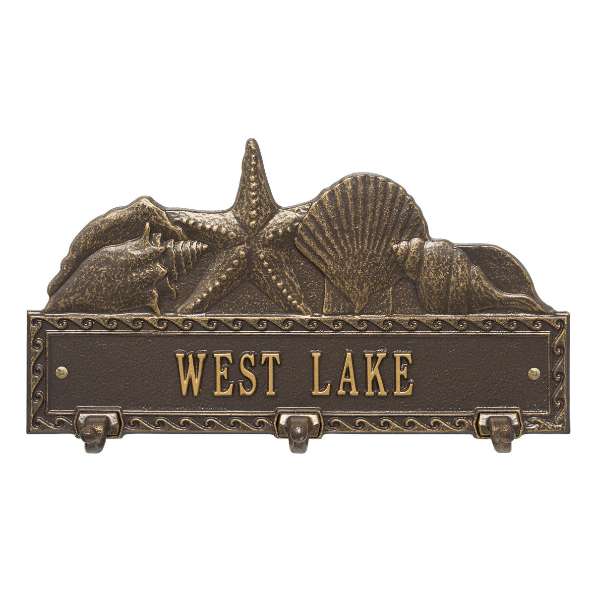 Bronze and Gold Personalized Sea Shell Hook Plaque