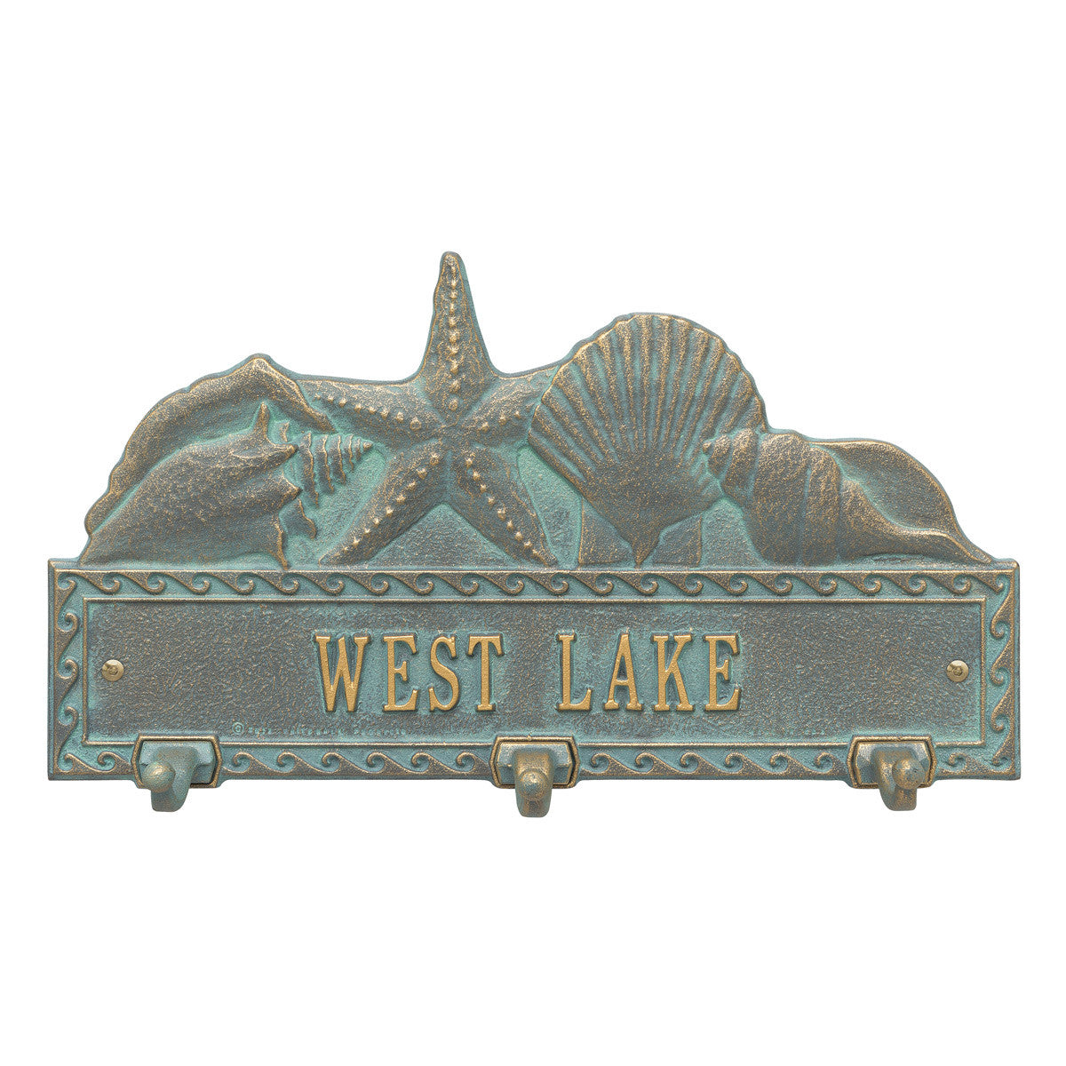 Bronze and Verdigris Personalized Sea Shell Hook Plaque
