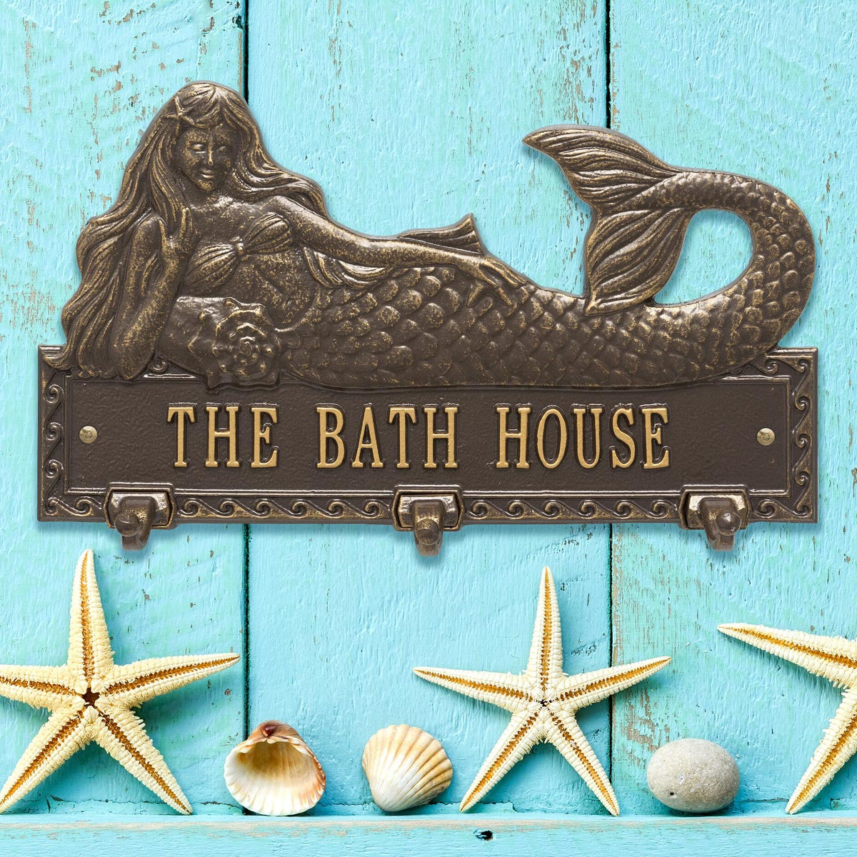 Bronze & Gold Personalized Mermaid Hook Plaque