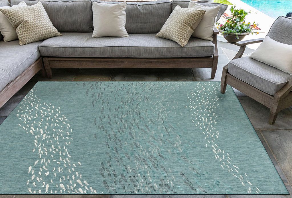 Cabo Fish Aqua Indoor/Outdoor Rug - 7 x 9