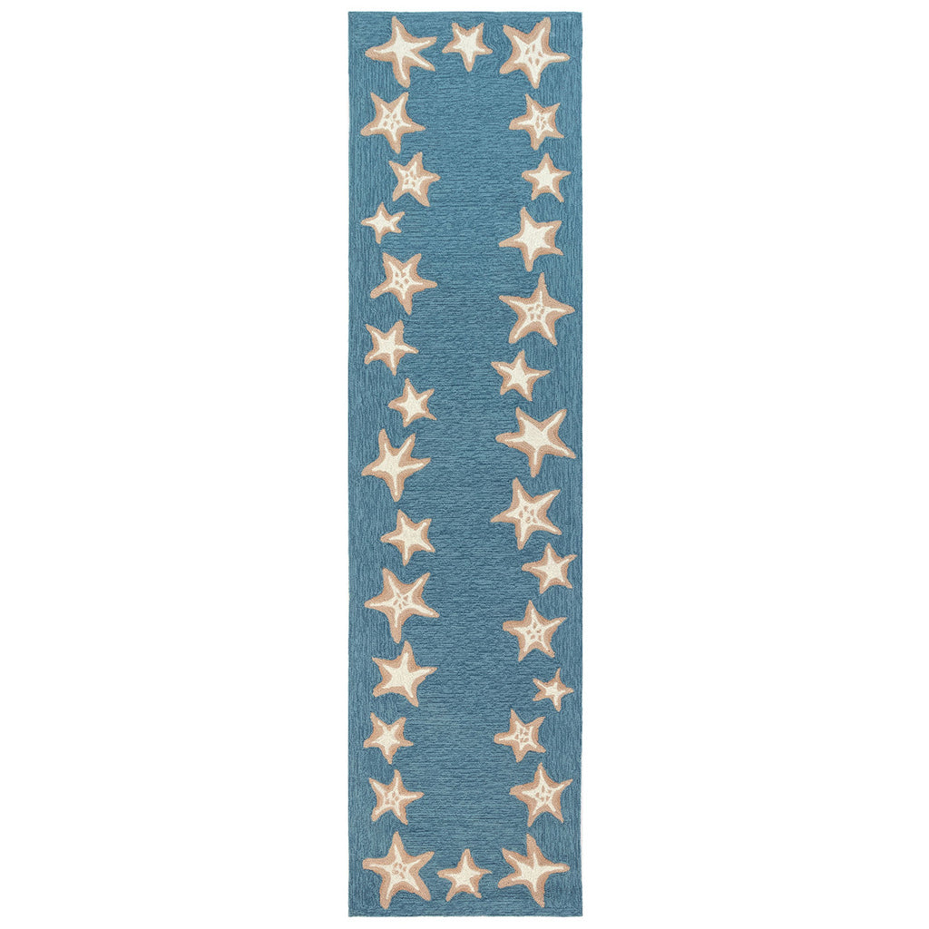 Carolina Starfish Aqua Indoor/Outdoor Rug - 2 x 8