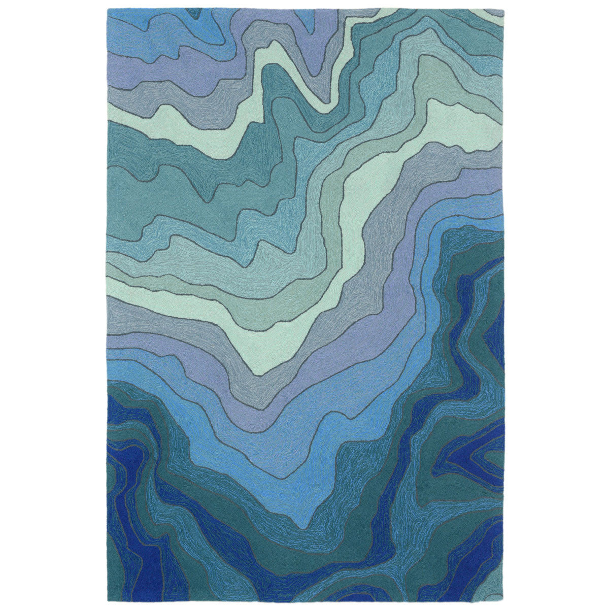 Cascading Waves Indoor/Outdoor Blue Rug Collection