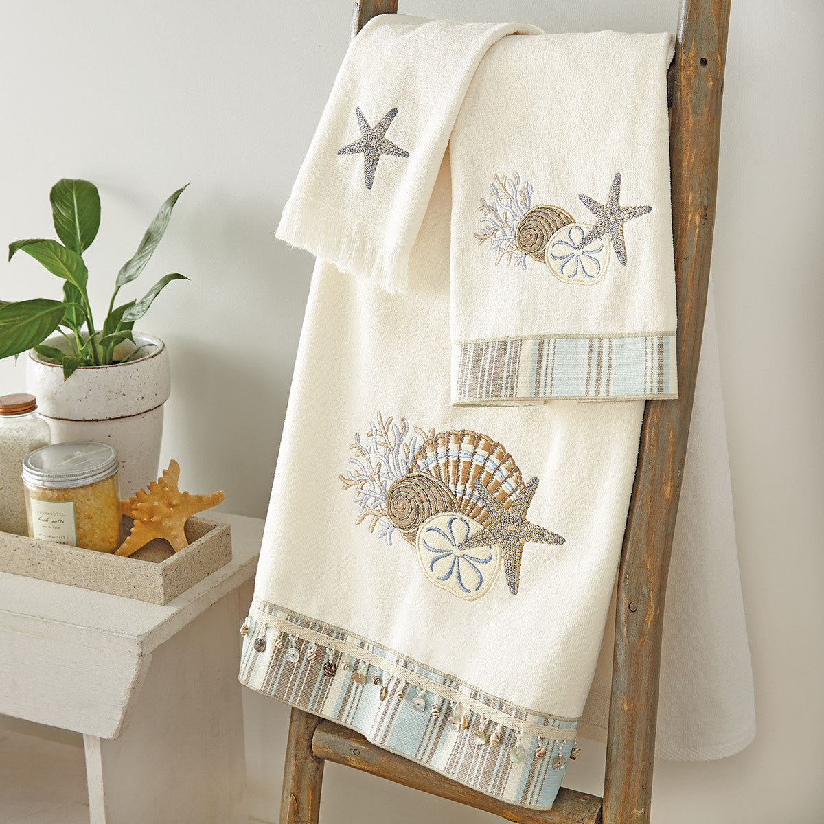 Tranquil Sea White Towel Collection