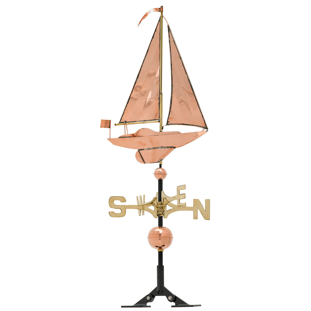 Classic Directions Polished Copper Sailboat Weathervane