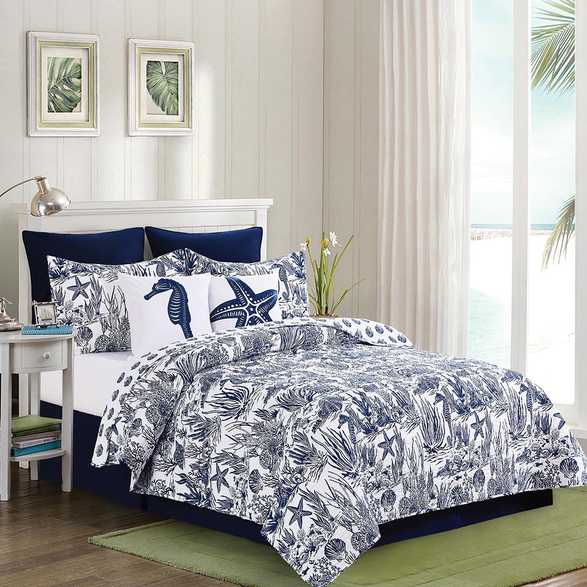 Indigo Coral Quilt Bedding Collection