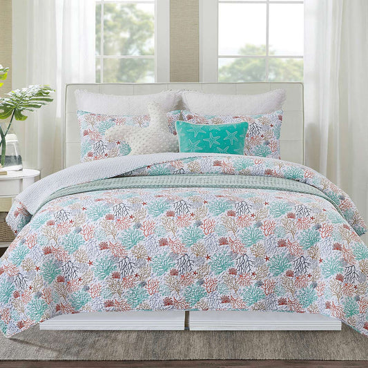 Coral Palette Quilt Bedding Collection
