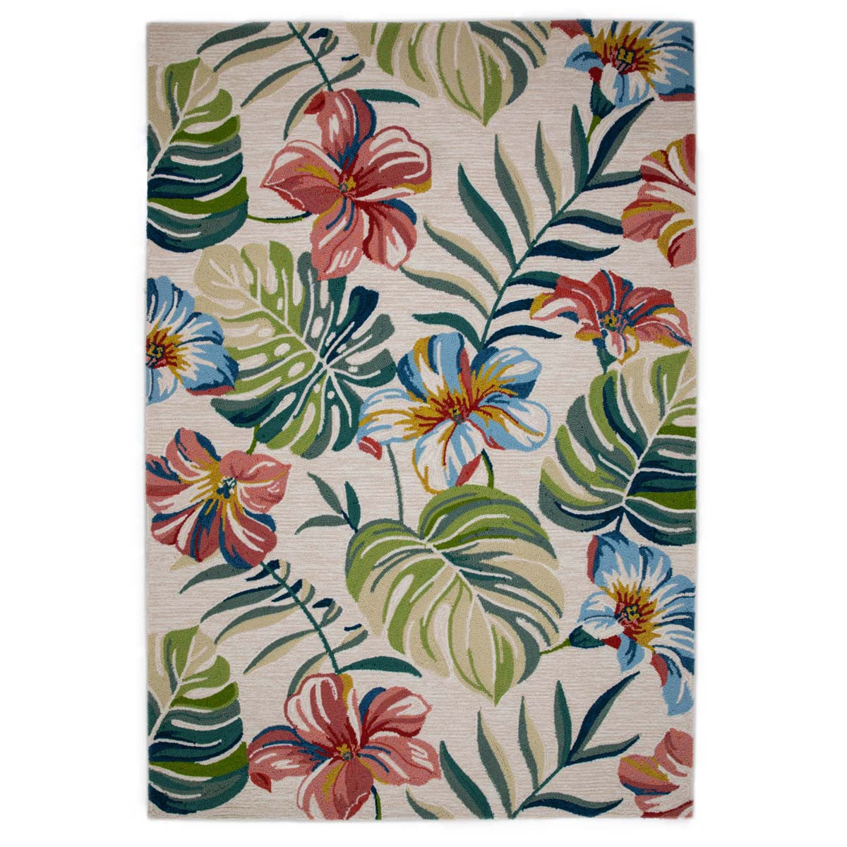 Floral Hibiscus Ecru Indoor/Outdoor Rug Collection