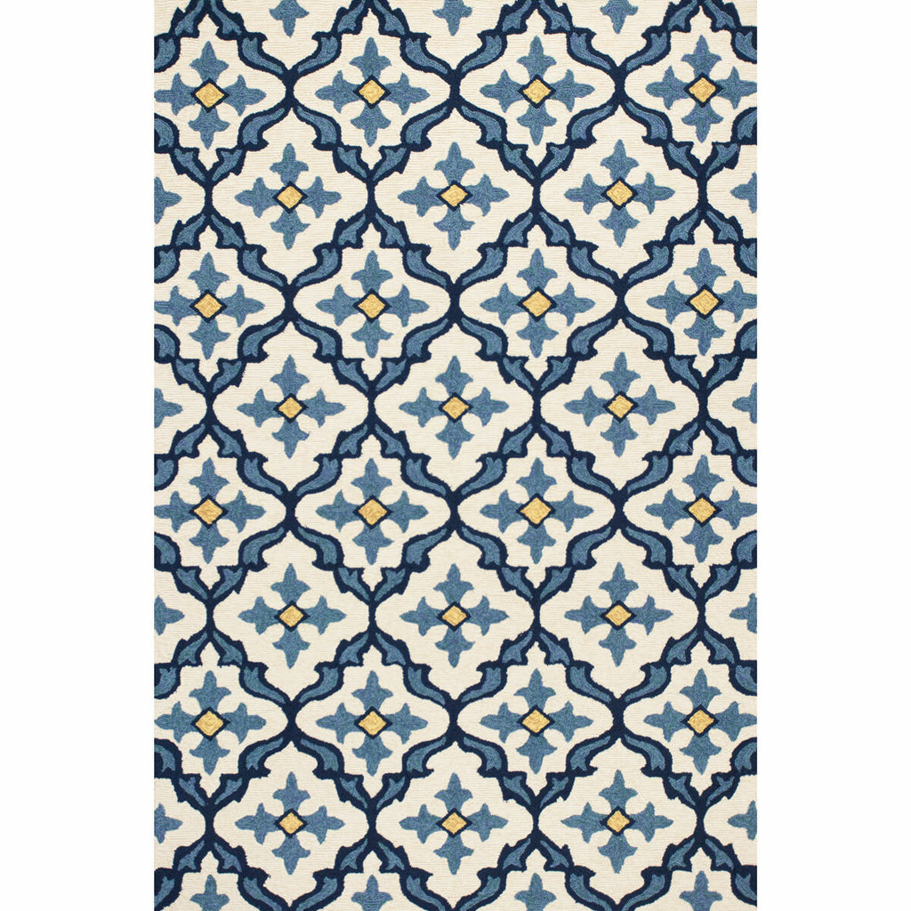 Harbor Ivory and Blue Mosaic Indoor/Outdoor Rugs