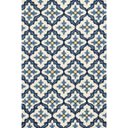 Harbor Ivory and Blue Mosaic Indoor/Outdoor Rugs