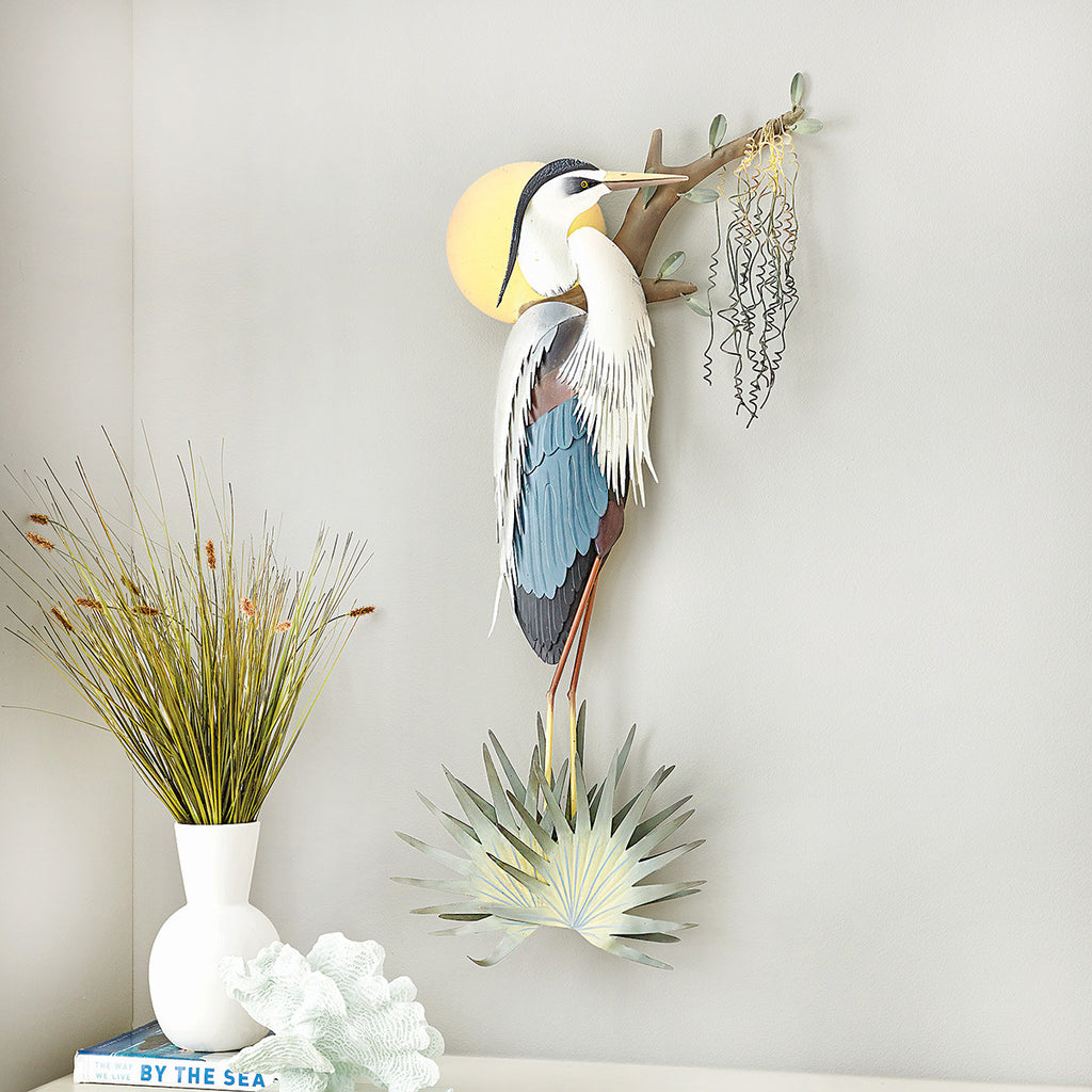 Heron at Sunrise Metal Wall Art
