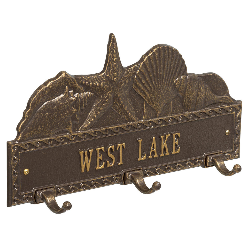 Bronze and Gold Personalized Sea Shell Hook Plaque