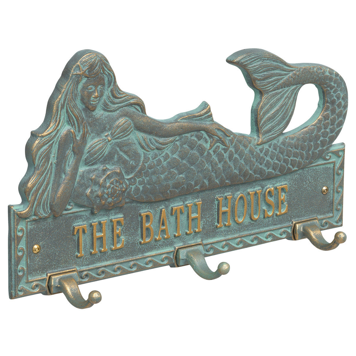 Bronze Verdigris Personalized Mermaid Hook Plaque