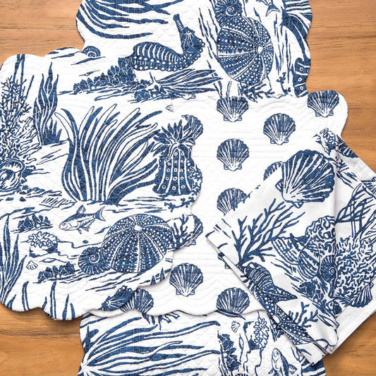 Indigo Coral Table Linens