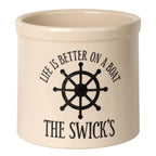 Life Is Better On A Boat Personalized Crock - Black