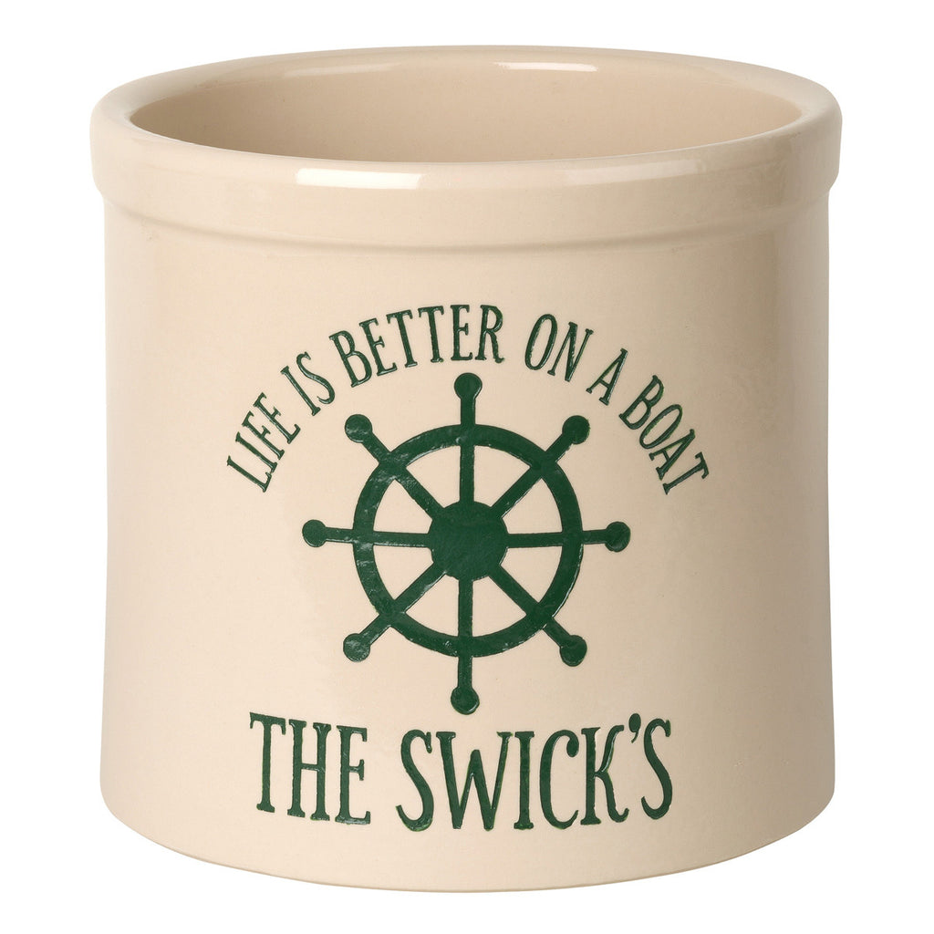 Life Is Better On A Boat Personalized Crock - Green