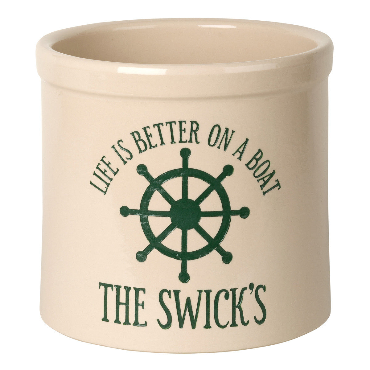 Life Is Better On A Boat Personalized Crock - Green