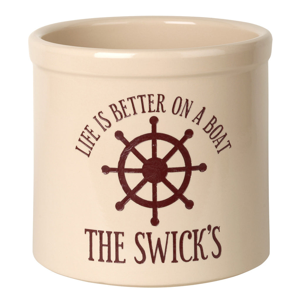 Life Is Better On A Boat Personalized Crock - Red