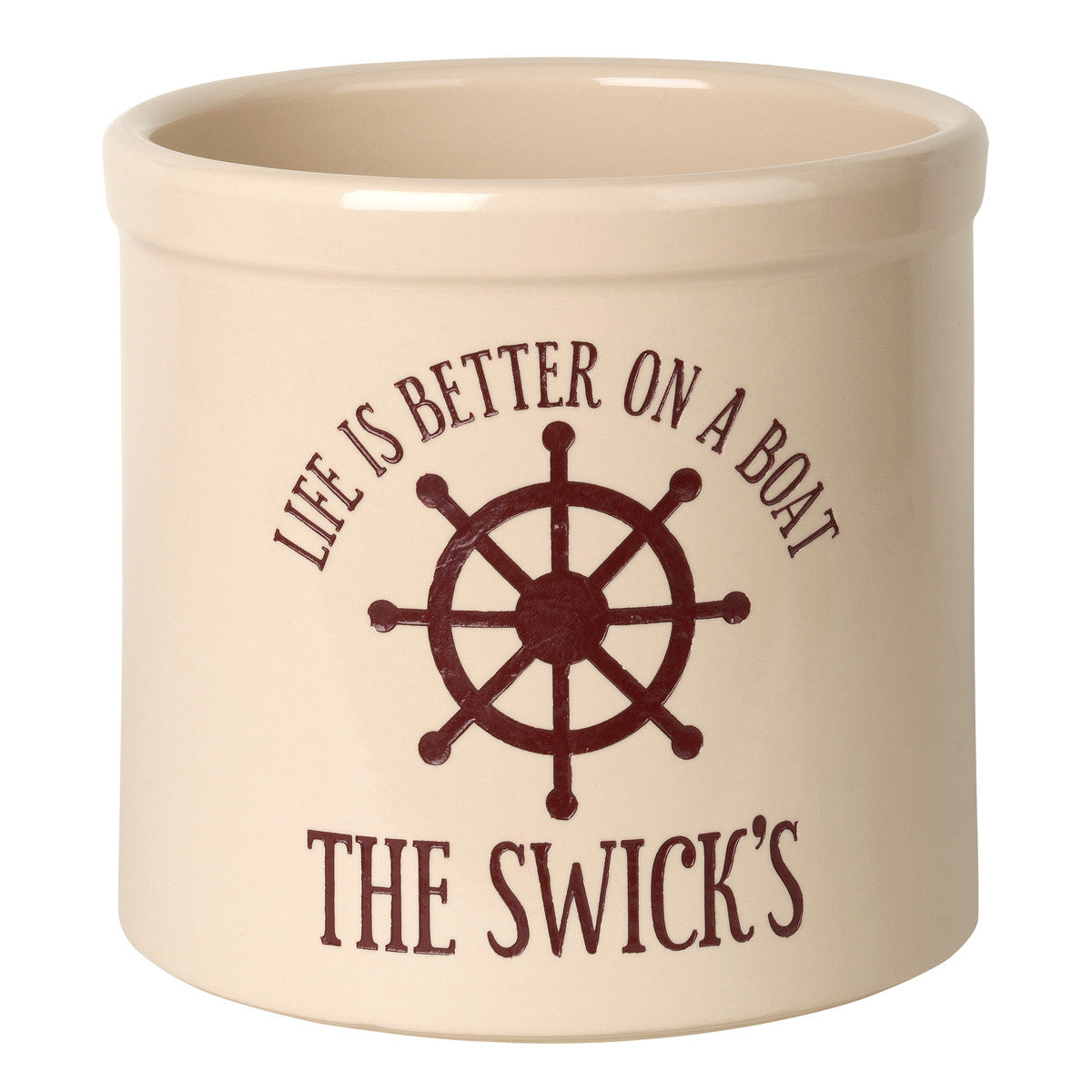 Life Is Better On A Boat Personalized Crock - Red