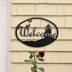 Lighthouse & Birds Welcome Sign