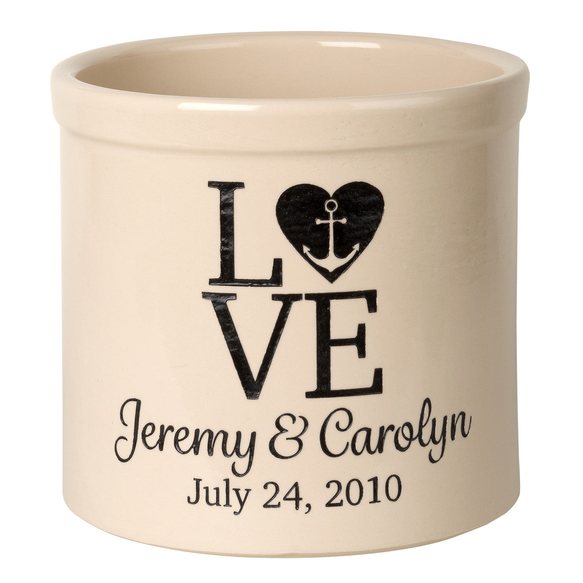 Love Anchor Personalized Crock - Black