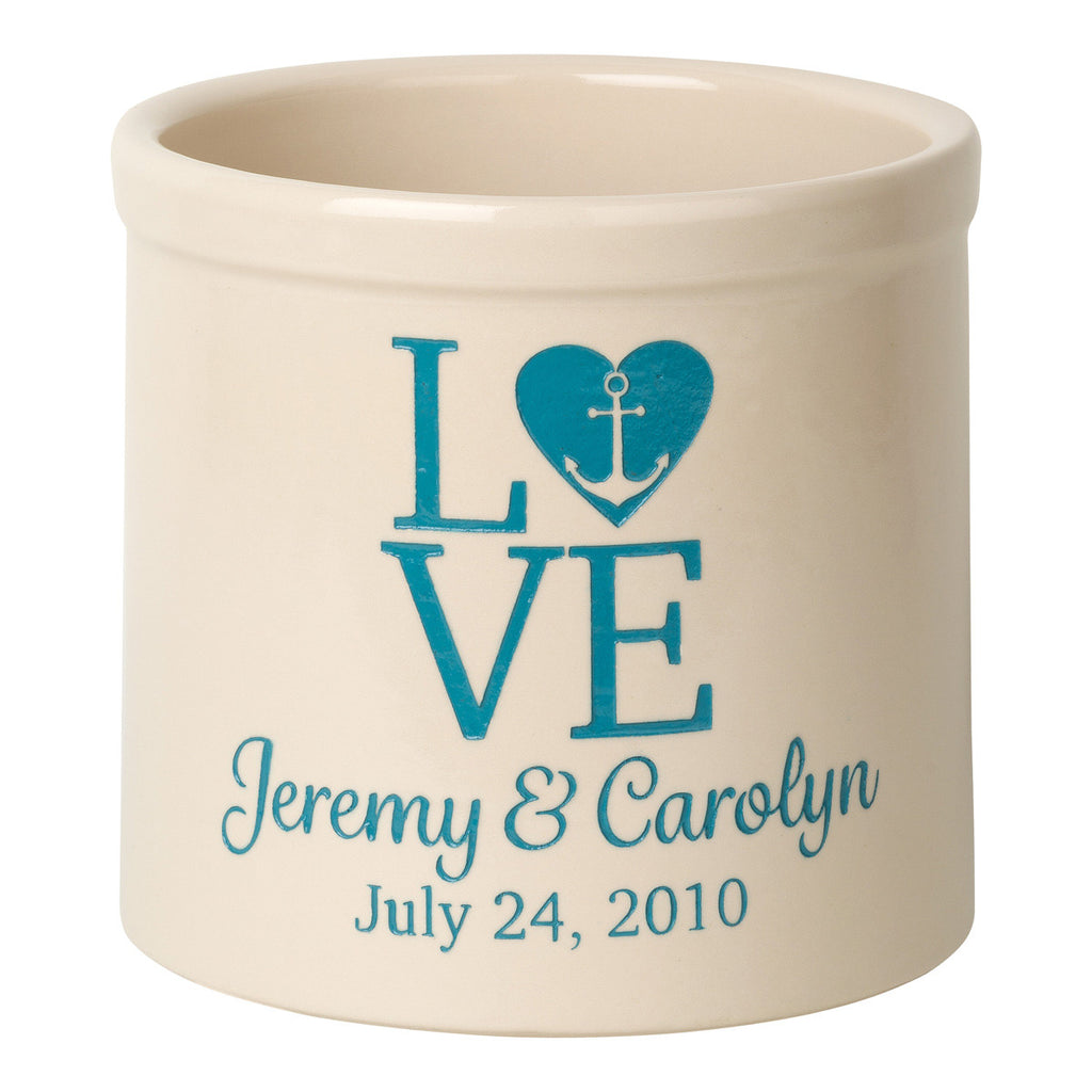 Love Anchor Personalized Crock - Sea Blue
